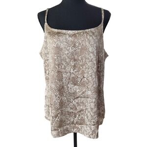 Chicos Snake Print Cami Tank Top Women M Taupe Neutral Minimalist Indie Capsule